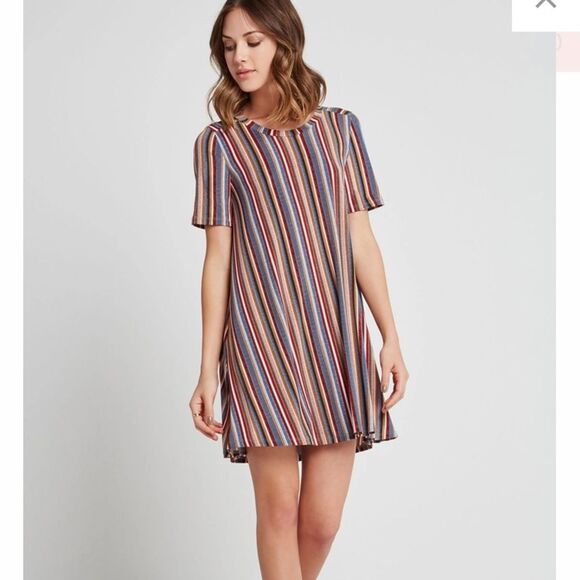 BCBGENERATION STRIPED A-LINE BACK YOKE DRESS Sz S - Picture 8 of 8